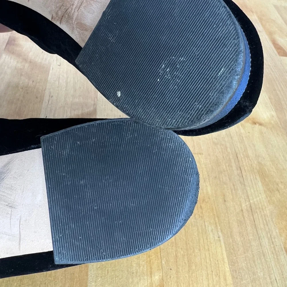 Tory Burch Loafers Gigi Navy Blue Velvet Bow Pointed Toe Slip On Flats Shoes 7.5